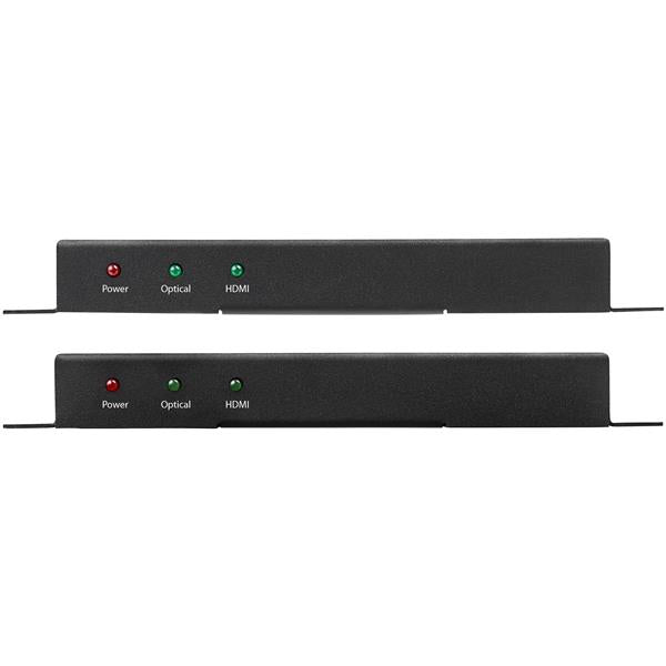 HDMI Over Fiber Extender enabling 4K 60Hz transmission up to 3300 feet with 7.1 audio, ideal for long-distance AV setups.