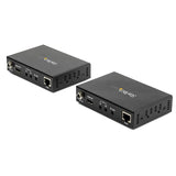 HDMI over CAT6 extender for 4K 60Hz video up to 100m, supporting IR control and HDCP 2.2 compatibility.