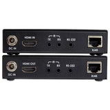 HDMI over CAT6 Extender enabling 4K video at 60Hz up to 100m, featuring IR control and HDCP 2.2 compliance.