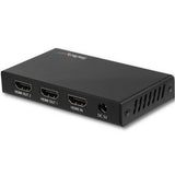 2 Port HDMI splitter allows simultaneous connection to two displays, delivering 4K 60Hz video with HDR and easy plug-and-play setup.