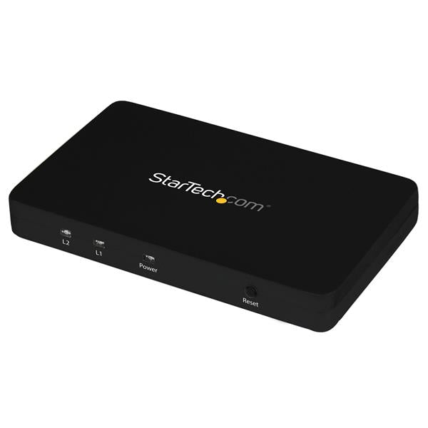 4K HDMI 2-Port Video Splitter with solid aluminum housing for seamless dual display connections and superior image quality.