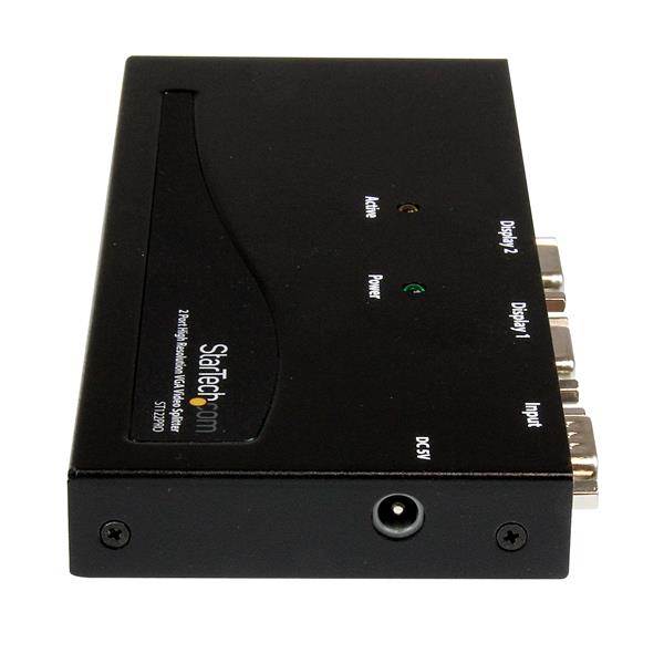 2 Port High Resolution VGA Video Splitter enabling simultaneous display on two monitors with 2048x1536 resolution at 80Hz.