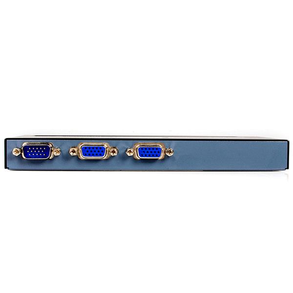 2 Port VGA video splitter supporting up to 2048x1536 resolution, ideal for dual monitor setups in presentations and classrooms.