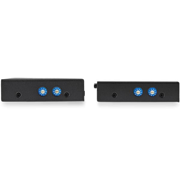 HDMI Over IP Extender Kit for long-distance 1080p audio-video transmission, supports daisy-chaining and rack mounting.