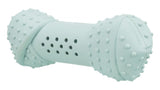 Junior Cooling Bone for Dogs in rubber, 10cm; absorbs water, leaks while chewed, and can be frozen for refreshment.