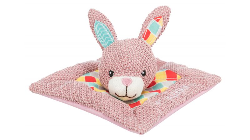 Soft 13cm bunny toy for cats with valerian scent, perfect for play and comfort. Ideal size for cuddling and carrying.