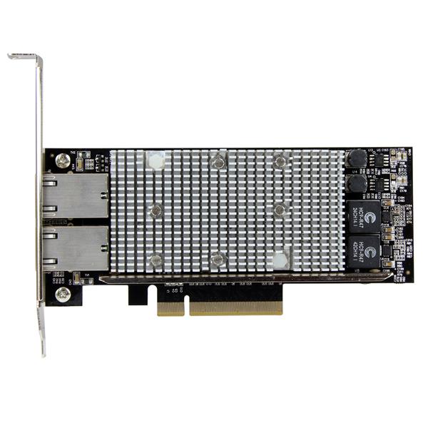 2-Port PCI Express 10GBase-T Ethernet card with Intel X540 chip, featuring dual RJ45 ports for high-speed network upgrades.