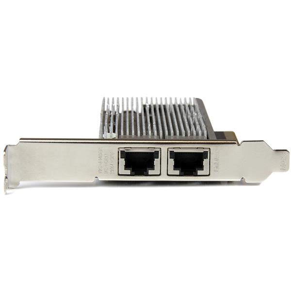 Dual-port 10GBase-T PCIe network card with Intel X540 chip for high-speed RJ45 connections and advanced networking features.