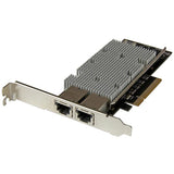 Dual-port PCI Express 10GBase-T network card with Intel X540 chip for high-speed RJ45 connections in servers and workstations.