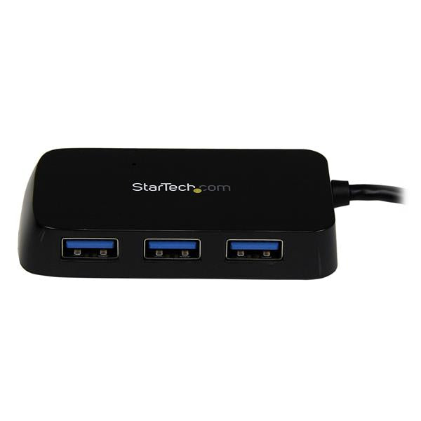Portable 4 Port SuperSpeed Mini USB 3.0 Hub - Black