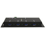 4-Port Industrial USB 3.0 Hub with heavy-duty housing, ESD protection, and mountable design for high-demand environments.