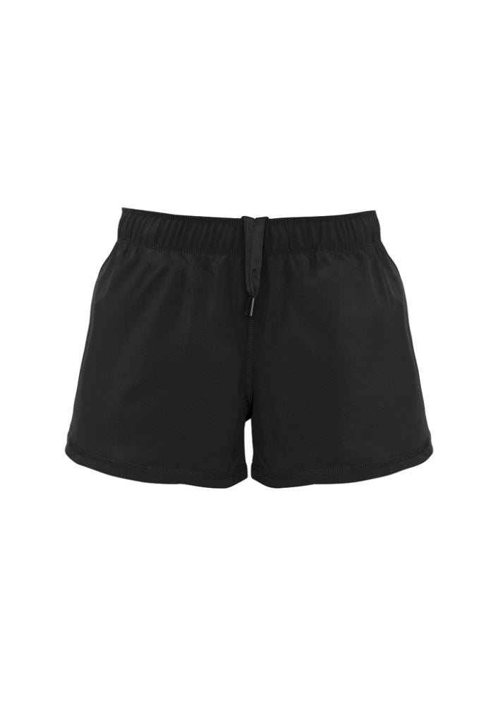 Ladies Tactic Shorts in black, 2XL, featuring breathable fabric, reflective tape, and an internal key pocket for activewear comfort.