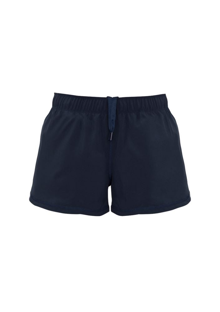 Ladies Tactic Shorts in navy, size L, showcasing breathable fabric, quick-dry features, and reflective tape for safety.