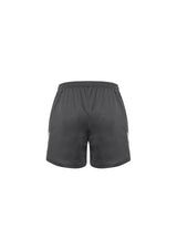 Men's Circuit Short in Grey - lightweight, breathable, with reflective trims, stretch fabric, anti-chafing, and zippered pocket.