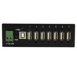 Mountable rugged industrial 7-port USB hub with TAA compliance, high-speed connectivity, and secure installation options.