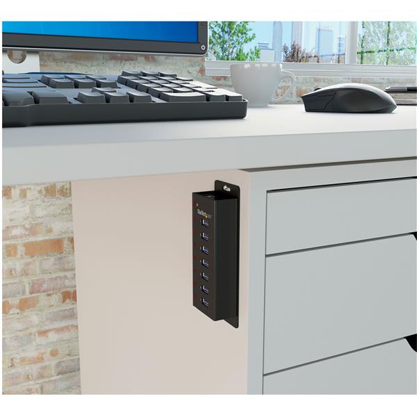 7-Port USB 3.0 Hub - Desktop or Wall-Mountable Metal Enclosure