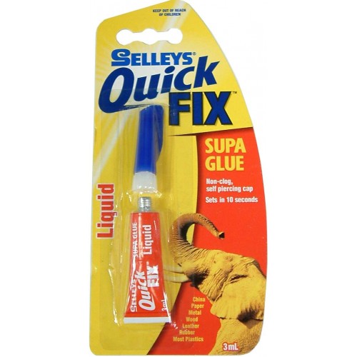 Selleys Supaglue Quick Fix 3ml for fast repairs, bonds in 10 seconds, clear drying, ideal for household fixes.