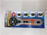 45mm rotary cutter with ergonomic soft grip for precise and comfortable cutting of fabric and paper.