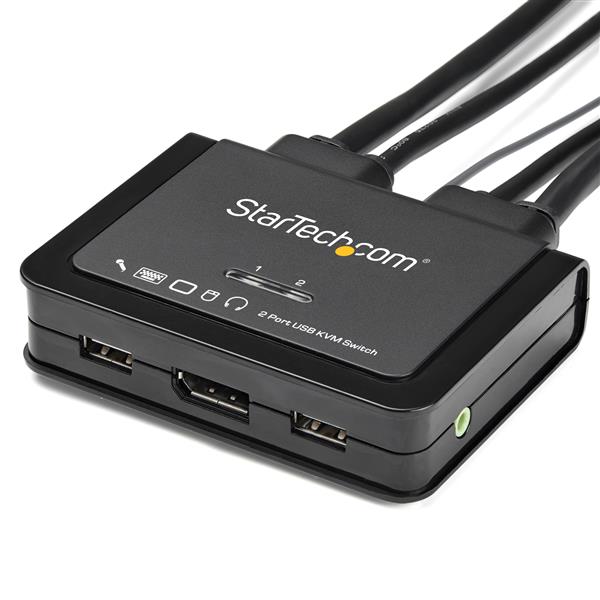 2 Port DisplayPort KVM Switch 4K 60Hz - DP 1.2 - USB w/ Cables