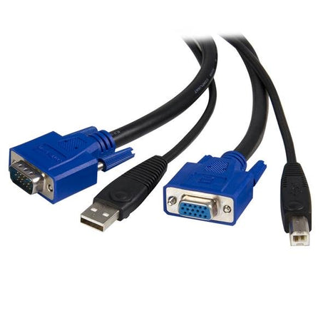 2-in-1 USB KVM cable, 3 m long, compatible with multiple KVM switches, ensures clear display and tangle-free setup.