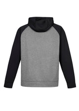 Men's two-tone hoodie in grey marle and black, 3XL, featuring raglan sleeves and stylish kangaroo pocket for active wear.