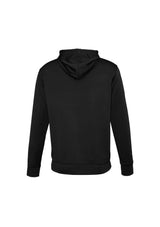 Kids black pull-on hoodie, size 12, made from 100% polyester fleece with a cozy kangaroo pocket and safe design.
