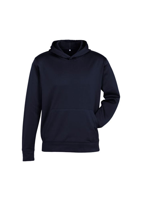 Navy Kids Hype Pull-On Hoodie in size 12 features cozy fleece, kangaroo pocket, and no drawstring for safety. Perfect for active wear.