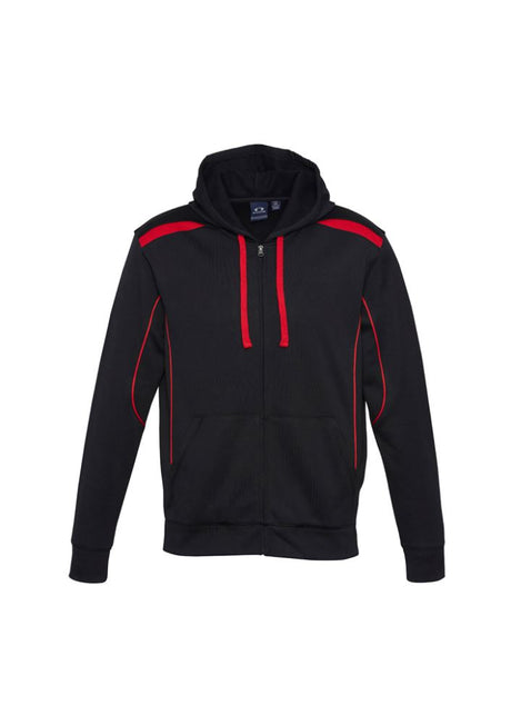 Men's United Hoodie in Black/Red, 2XL, featuring cozy fleece, full zipper, kangaroo pockets, and sporty design.