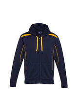 Navy/Gold Men's United Hoodie (5XL) with contrast panels, full zipper, and kangaroo pocket for comfort and style.