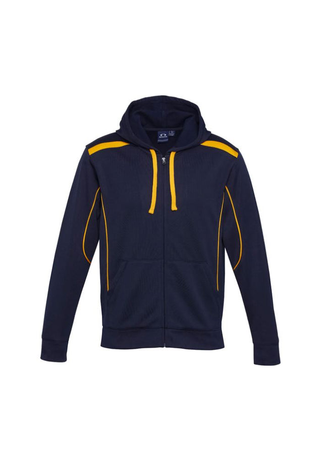 Navy/Gold Men's United Hoodie (5XL) with contrast panels, full zipper, and kangaroo pocket for comfort and style.