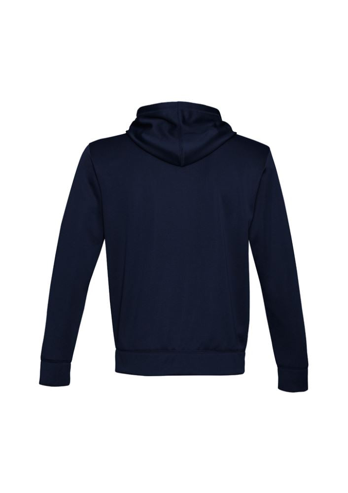 Navy and white Men's United Hoodie with full zipper, kangaroo pocket, contrast panels, and loose-fit hem, size XL.