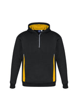 Kids Renegade Hoodie in Black, Gold, and Silver, featuring reflective trims, zip neck, and cozy pockets for active toddlers.