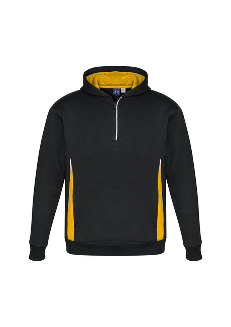 Kids Renegade Hoodie in Black, Gold, and Silver, featuring reflective trims, zip neck, and cozy pockets for active toddlers.