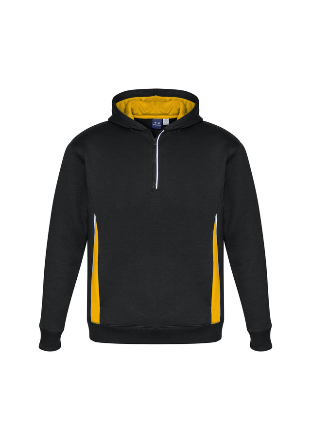 Kids Renegade Hoodie in Black, Gold, and Silver, featuring reflective trims, zip neck, and cozy pockets for active toddlers.