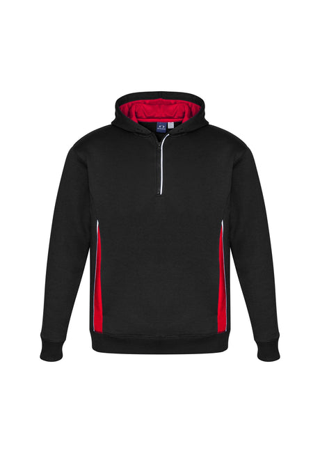 Kids Renegade Hoodie in Black, Red, and Silver with zip neck, pockets, and reflective trims for stylish comfort and sun protection.