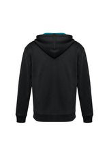 Kids Renegade Hoodie in Black/Teal/Silver, size 4, featuring a zip neck, reflective trims, and cozy fleece fabric.