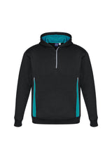 Kids Renegade Hoodie in Black/Teal/Silver, Size 4, featuring soft fleece, reflective trims, and practical hand warmer pockets.