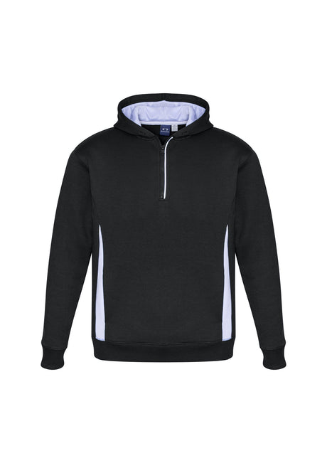 Kids Renegade Hoodie in Black/White/Silver, size 16, featuring half-zip neck, reflective trims, and cozy hand warmer pockets.