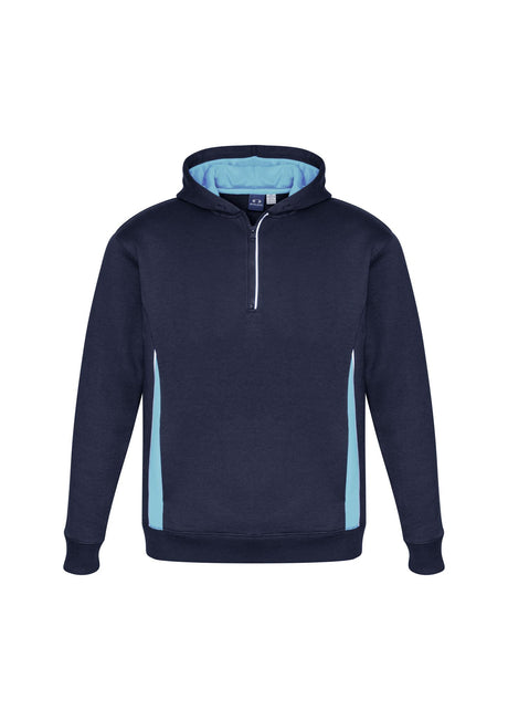 Kids Renegade Hoodie in Navy/Sky/Silver, comfy fleece with reflective trims, zip neck, and side pockets for warmth. Size 6.