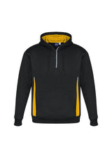 Adults Renegade Hoodie in Black/Gold/Silver, size 5XL, featuring reflective trims, zip neck, and cozy hand warmer pockets.