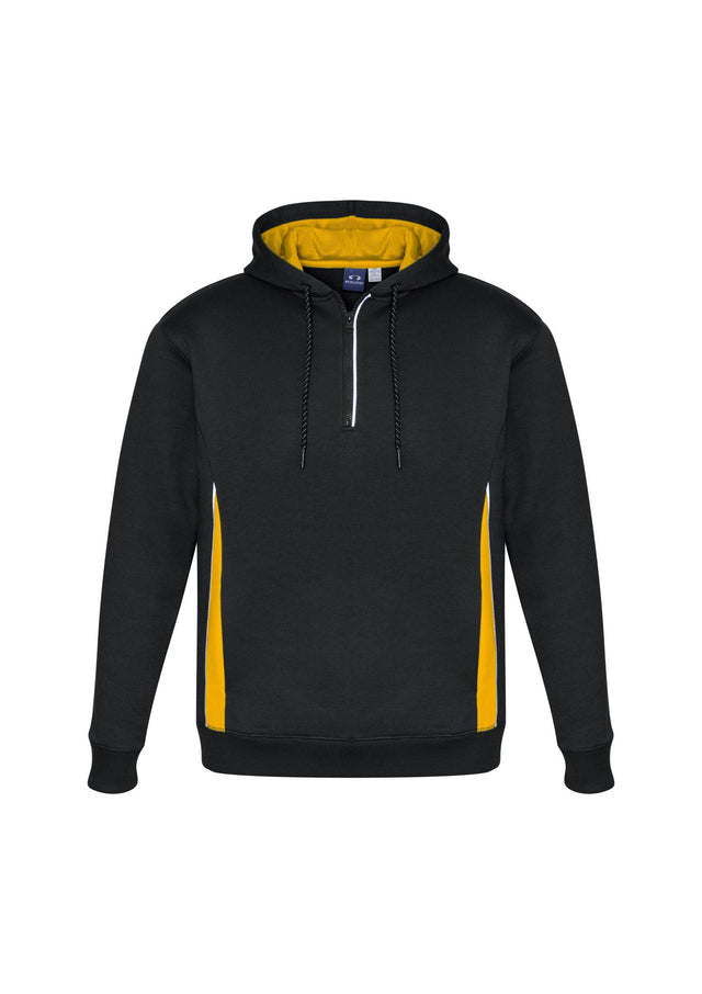 Adults Renegade Hoodie in Black/Gold/Silver, size 5XL, featuring reflective trims, zip neck, and cozy hand warmer pockets.