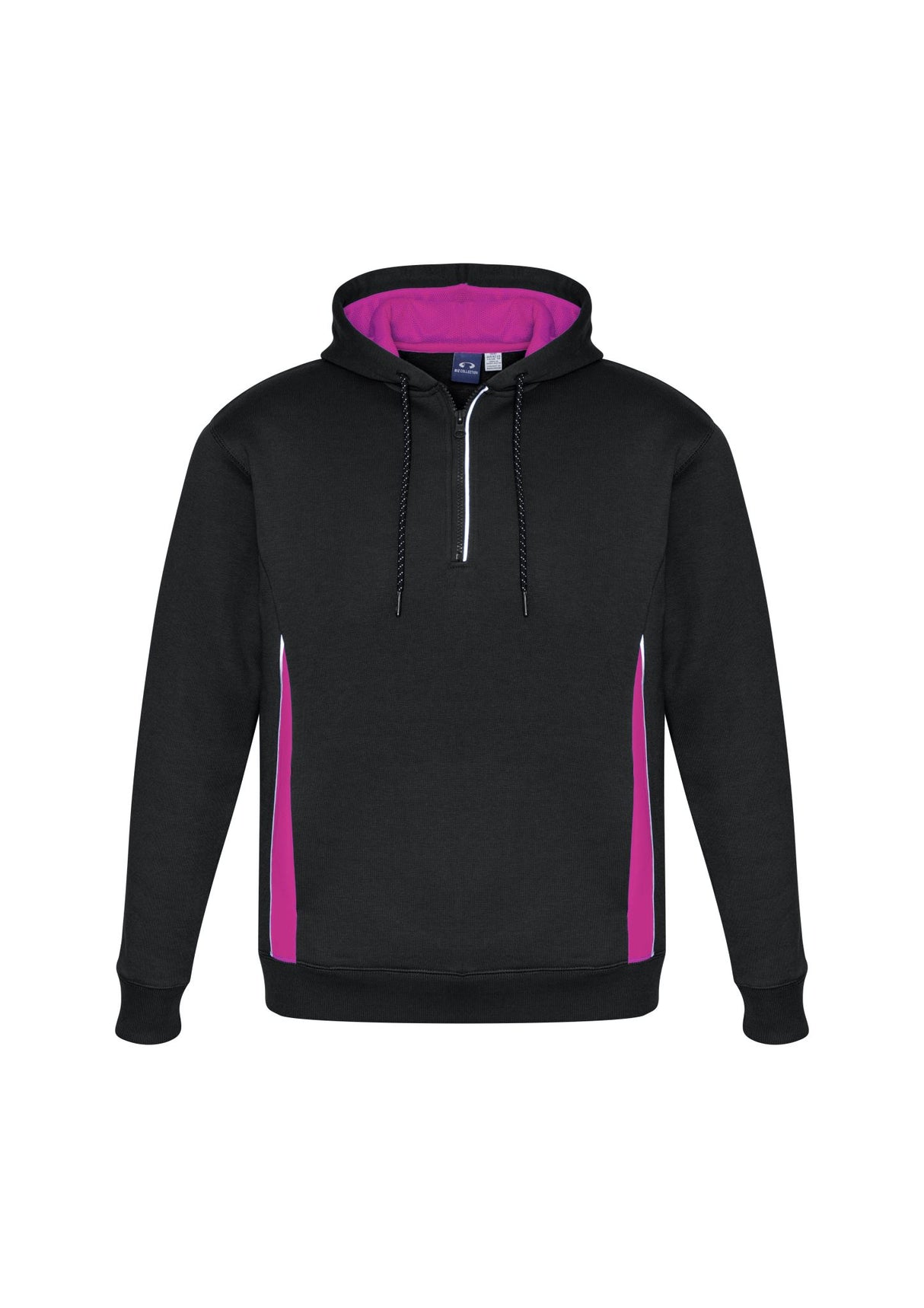 Adults Renegade Hoodie in Black/Magenta/Silver, Size M, featuring reflective trims and cozy fleece for comfort and style.