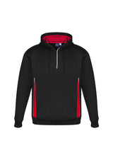 Adults Renegade Hoodie in Black, Red, and Silver, featuring reflective trims, half-zip neck, and side pockets, size L.