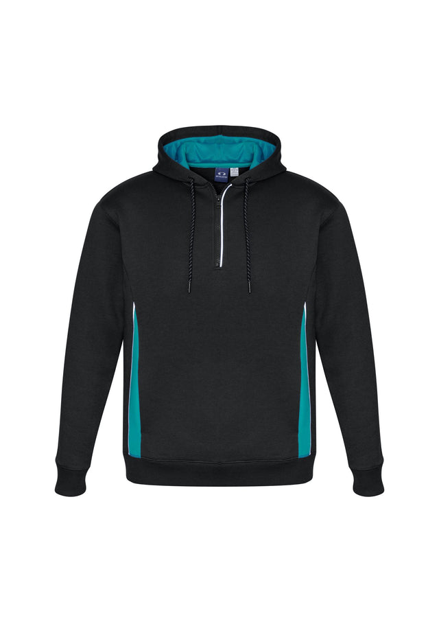 Adults Renegade Hoodie in Black, Teal, and Silver features a zip neck, reflective trims, and cozy fleece for stylish warmth.