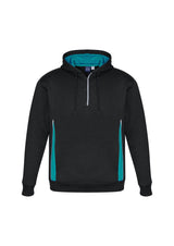 Adults Renegade Hoodie in Black/Teal/Silver, oversized 5XL with reflective trims, zip neck, and warm side pockets.