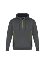 Adults Renegade Hoodie in Grey/Black/Fluoro Yellow, size M, featuring UPF protection, reflective trims, and a zip neck design.