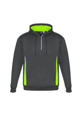 Adults Renegade Hoodie in Grey and Fluoro Lime with reflective trims, zip neck, and cozy side pockets for comfort.
