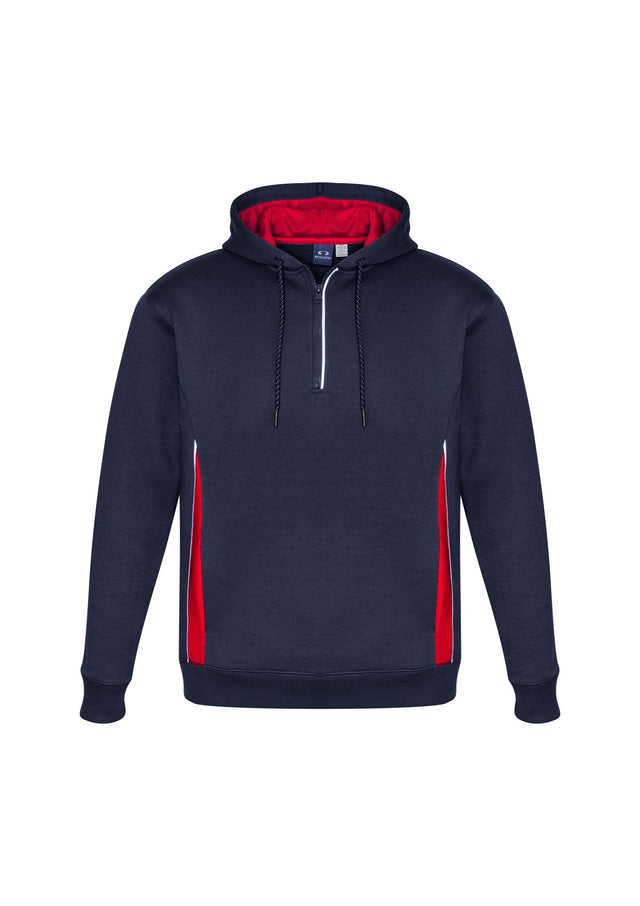 Navy/Red/Silver Adults Renegade Hoodie in 5XL, featuring reflective trims, zip neck, hand warmer pockets, and cozy fleece.