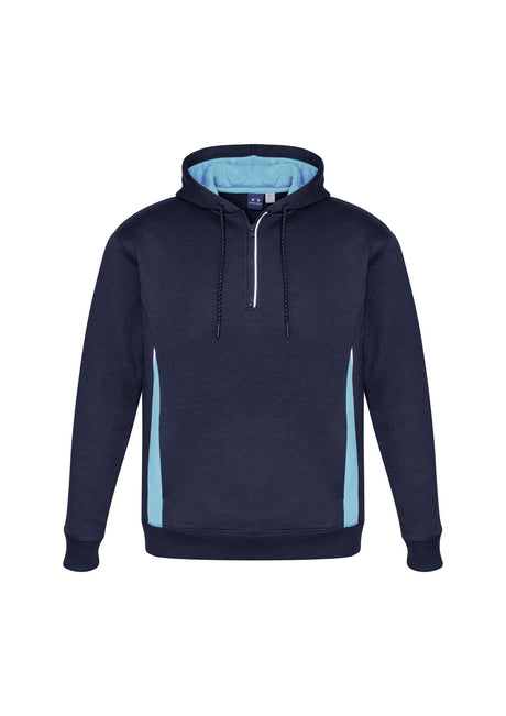 Navy, sky, and silver Adults Renegade Hoodie with zip neck, reflective trims, and cozy fleece for style and warmth.