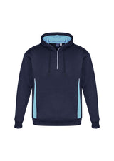 Adults Renegade Hoodie in Navy/Sky/Silver, XL, featuring reflective trims, zip neck, and hand warmer pockets for style and comfort.